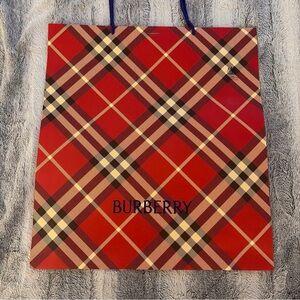 Burberry Red Plaid Paper Bag Large New